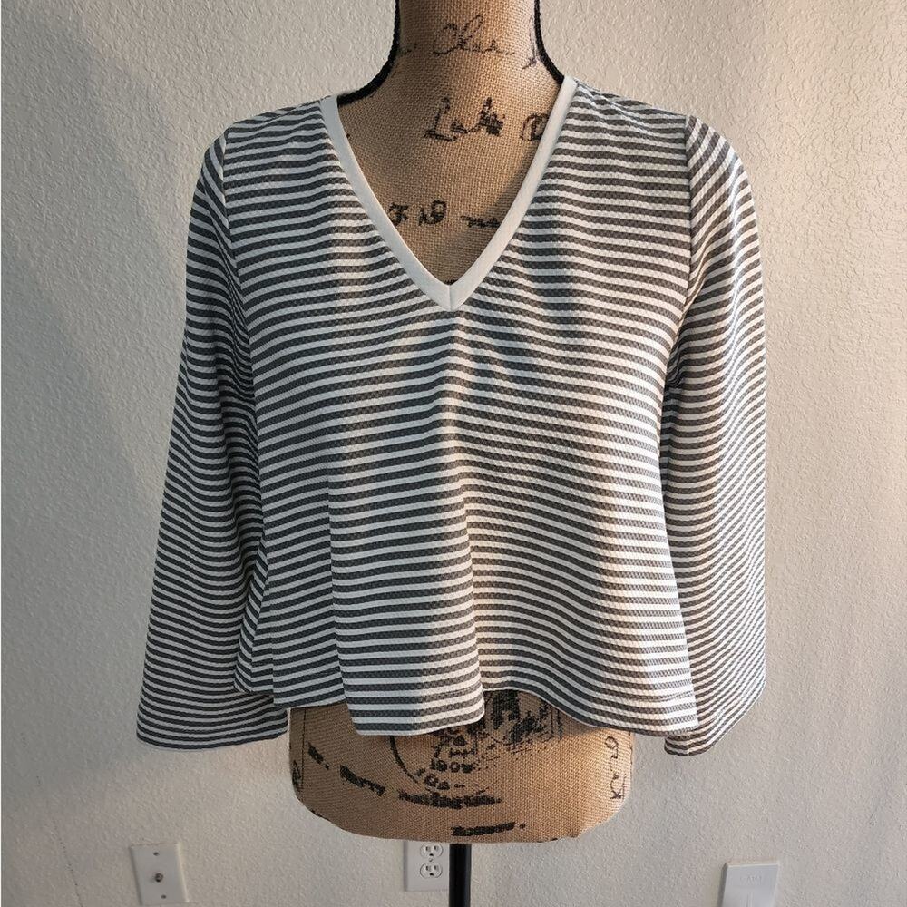 ZARA striped oversized cropped top long sleeve size small